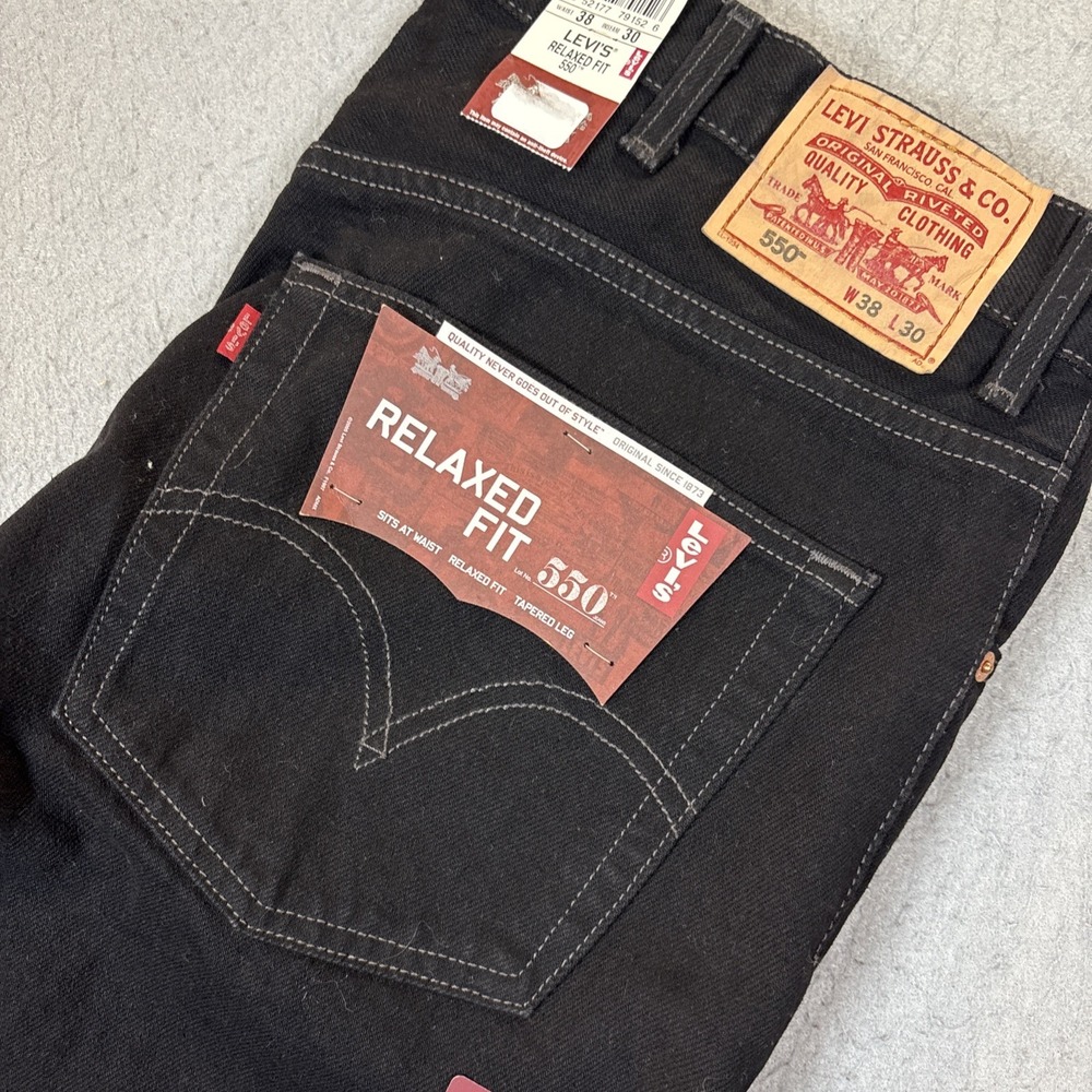Vintage Y2K Levi's 550 Relaxed Fit Deadstock Black Denim Jeans - Men's 38x30 NWT